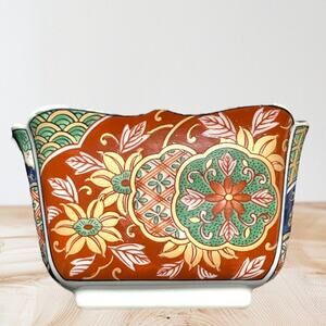 Andrea by Sadek Bowl Blue Orange & Green Wavy Edge Vintage Made in Japan